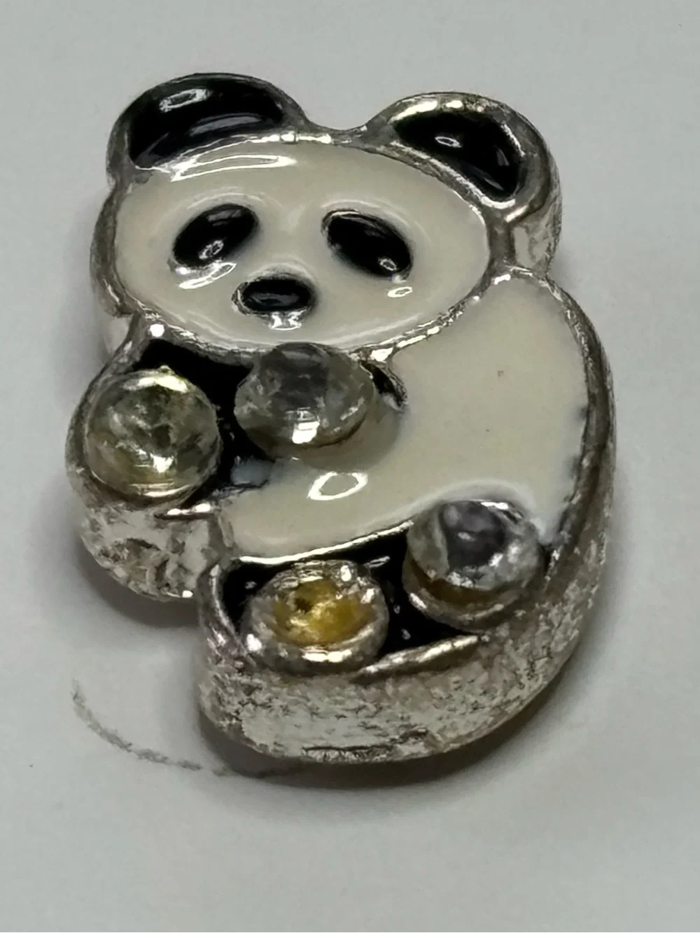 Panda Crystal Accent Kids Earrings - White and Black